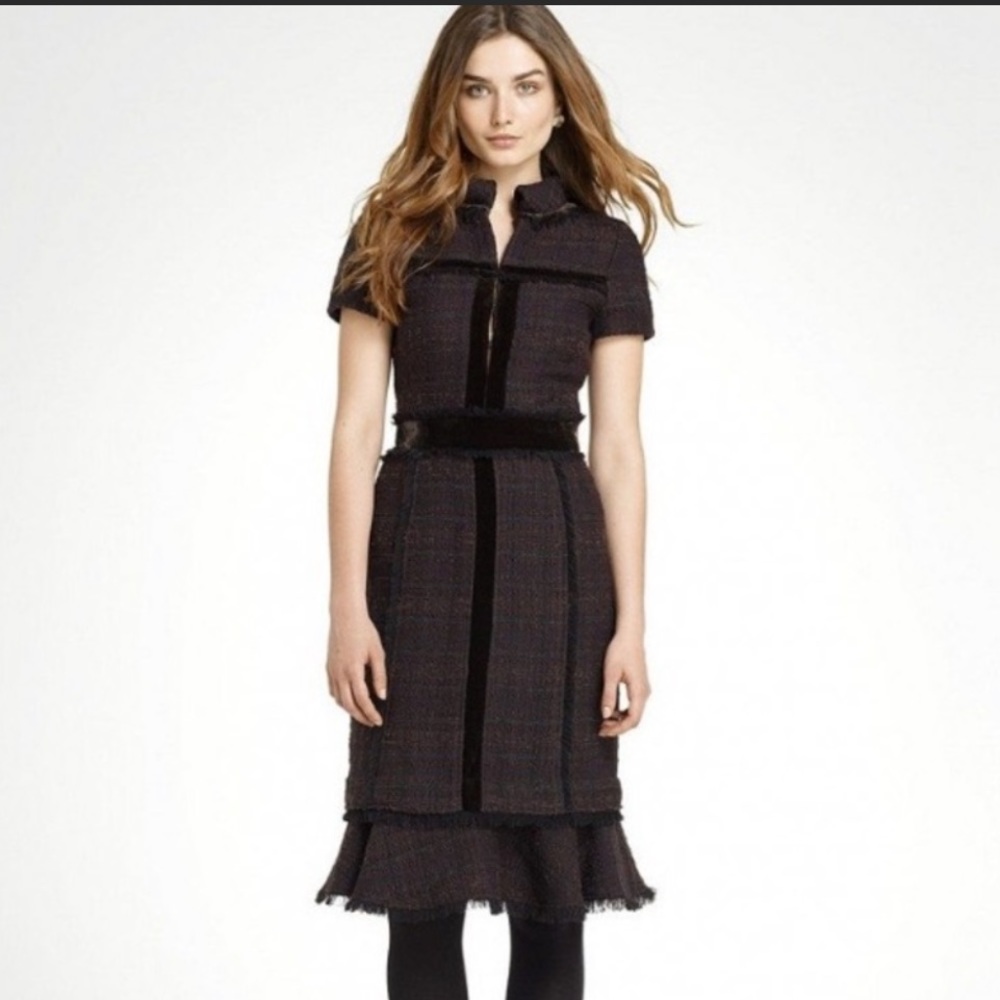 Tory Burch Ackley Tweed Brown Dress Size 10